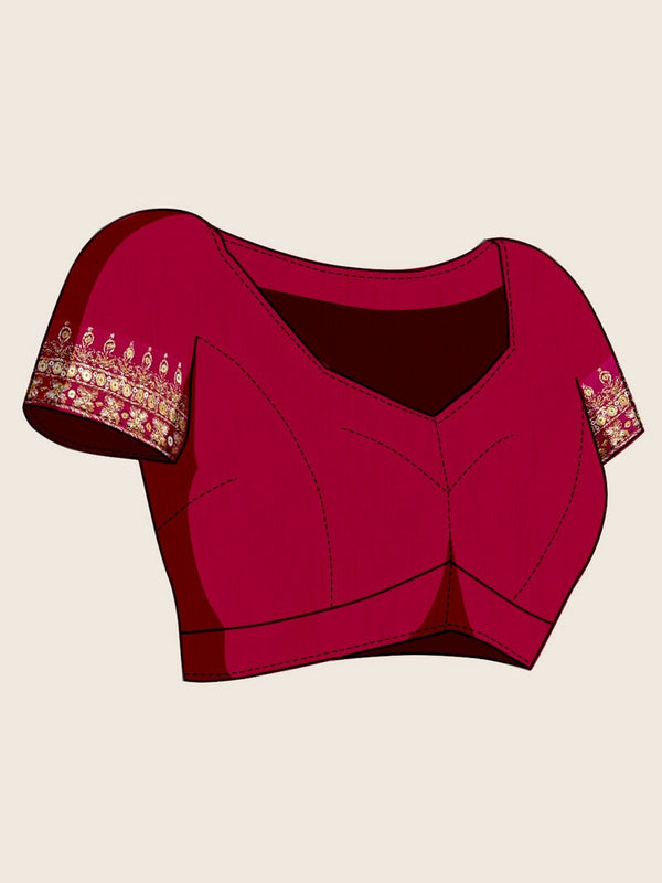 Beautiful Pink Color Vichitra Fabric Designer Saree