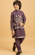 Amazing Voilet Color Viscose Fabric Boys Kurta Pajama and Jacket