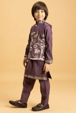 Amazing Voilet Color Viscose Fabric Boys Kurta Pajama and Jacket