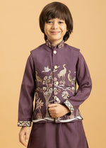 Amazing Voilet Color Viscose Fabric Boys Kurta Pajama and Jacket