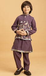Amazing Voilet Color Viscose Fabric Boys Kurta Pajama and Jacket