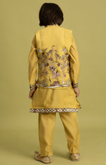 Amazing Yellow Color Viscose Fabric Boys Kurta Pajama and Jacket