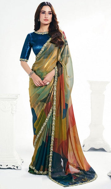 Grand Green Color Silk Fabric Designer Saree