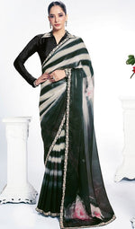 Grand Black Color Silk Fabric Designer Saree