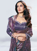 Grand Purple Color Silk Fabric Designer Saree