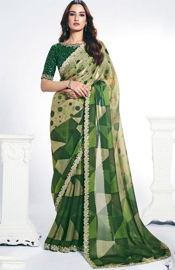 Grand Green Color Silk Fabric Designer Saree
