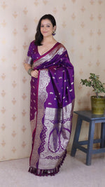 Amazing Purple Color Banarasi Fabric Partywear Saree