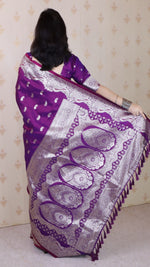 Amazing Purple Color Banarasi Fabric Partywear Saree