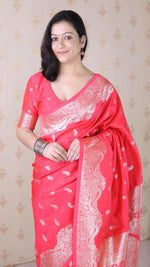 Amazing Red Color Banarasi Fabric Partywear Saree