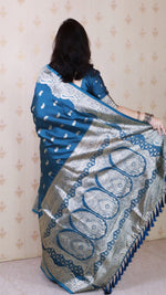 Amazing Teal Color Banarasi Fabric Partywear Saree