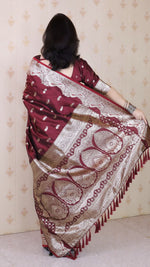 Amazing Maroon Color Banarasi Fabric Partywear Saree