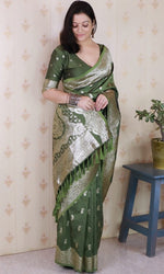 Amazing Green Color Banarasi Fabric Partywear Saree