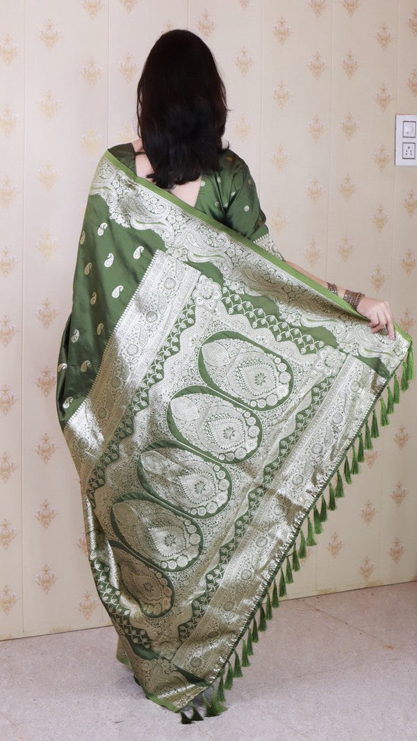 Amazing Green Color Banarasi Fabric Partywear Saree