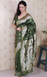 Amazing Green Color Banarasi Fabric Partywear Saree
