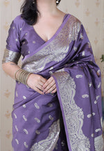 Amazing Purple Color Banarasi Fabric Partywear Saree