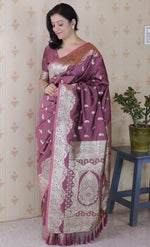 Amazing Purple Color Banarasi Fabric Partywear Saree