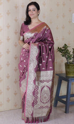 Amazing Purple Color Banarasi Fabric Partywear Saree