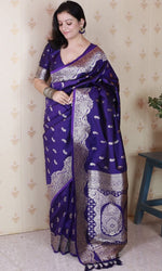 Amazing Purple Color Banarasi Fabric Partywear Saree