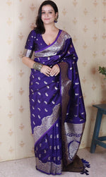 Amazing Purple Color Banarasi Fabric Partywear Saree