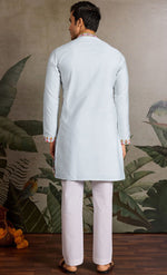 Amazing Aqua Color Viscose Fabric Mens Kurta