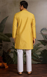 Amazing Yellow Color Viscose Fabric Mens Kurta