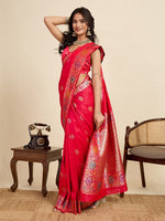Amazing Red Color Silk Fabric Designer Saree