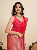 Amazing Red Color Silk Fabric Designer Saree