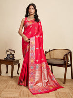 Amazing Red Color Silk Fabric Designer Saree