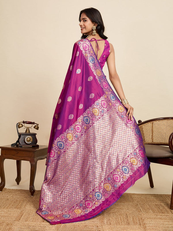 Amazing Purple Color Silk Fabric Designer Saree