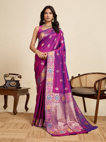 Amazing Purple Color Silk Fabric Designer Saree