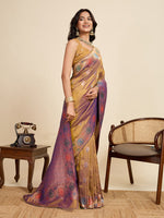 Amazing Golden Color Silk Fabric Designer Saree