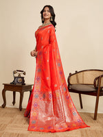 Amazing Orange Color Silk Fabric Designer Saree
