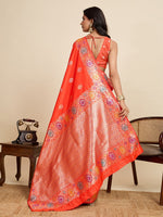 Amazing Orange Color Silk Fabric Designer Saree