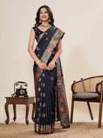 Amazing Black Color Silk Fabric Designer Saree