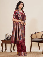 Amazing Maroon Color Silk Fabric Designer Saree