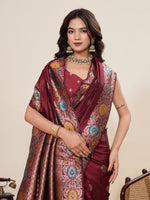 Amazing Maroon Color Silk Fabric Designer Saree