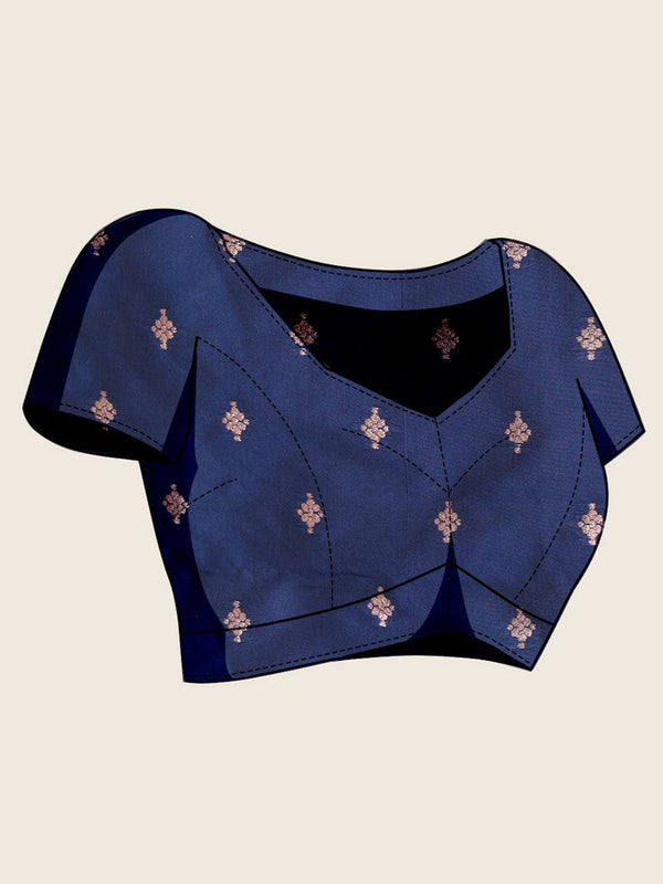 Amazing Navy Blue Color Silk Fabric Designer Saree