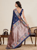 Amazing Navy Blue Color Silk Fabric Designer Saree