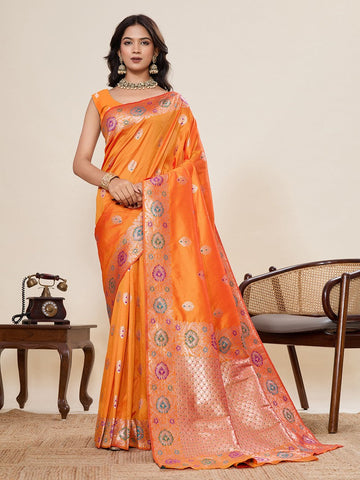 Amazing Mustard Color Silk Fabric Designer Saree