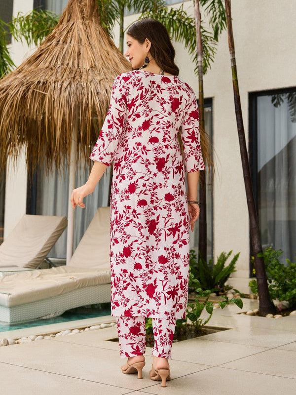 Glowing White Color Silk  Fabric Casual Suit