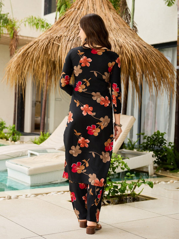 Glowing Magenta Color Rayon  Fabric Casual Suit