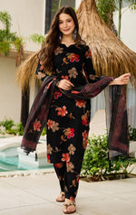 Glowing Magenta Color Rayon  Fabric Casual Suit