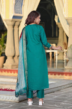 Glowing Green Color Chanderi  Fabric Casual Suit