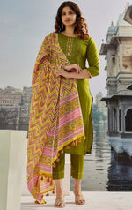 Glowing Peach Color Muslin  Fabric Casual Suit