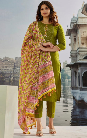 Glowing Peach Color Muslin  Fabric Casual Suit