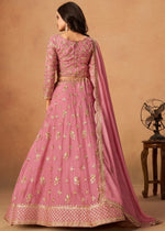 Amazing Pink Color Organza Fabric Party Wear Lehenga