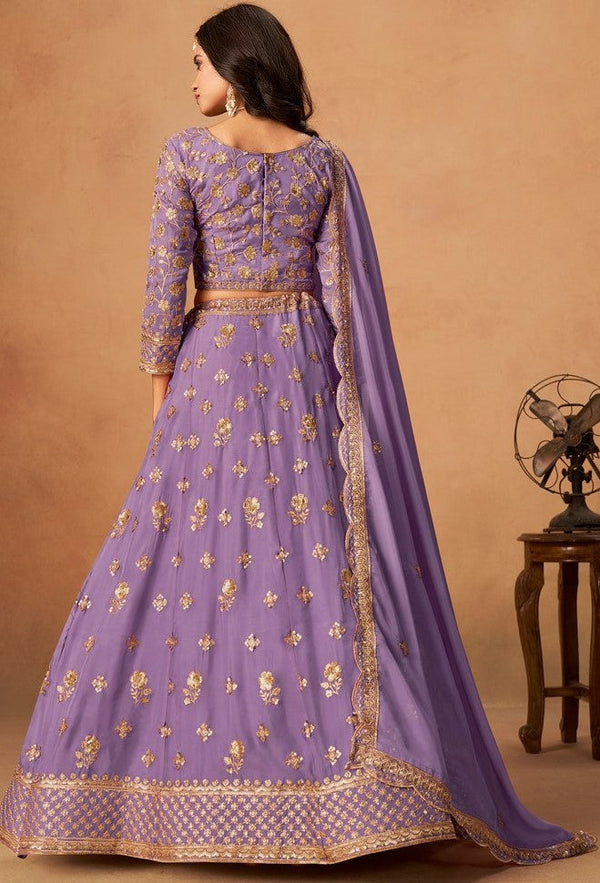 Amazing Purple Color Organza Fabric Party Wear Lehenga