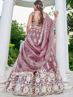 Beautiful Purple Color Organza Fabric Party Wear Lehenga