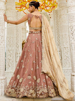 Beautiful Peach Color Satin Fabric Party Wear Lehenga