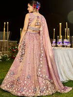 Beautiful Peach Color Tissue Fabric Party Wear Lehenga